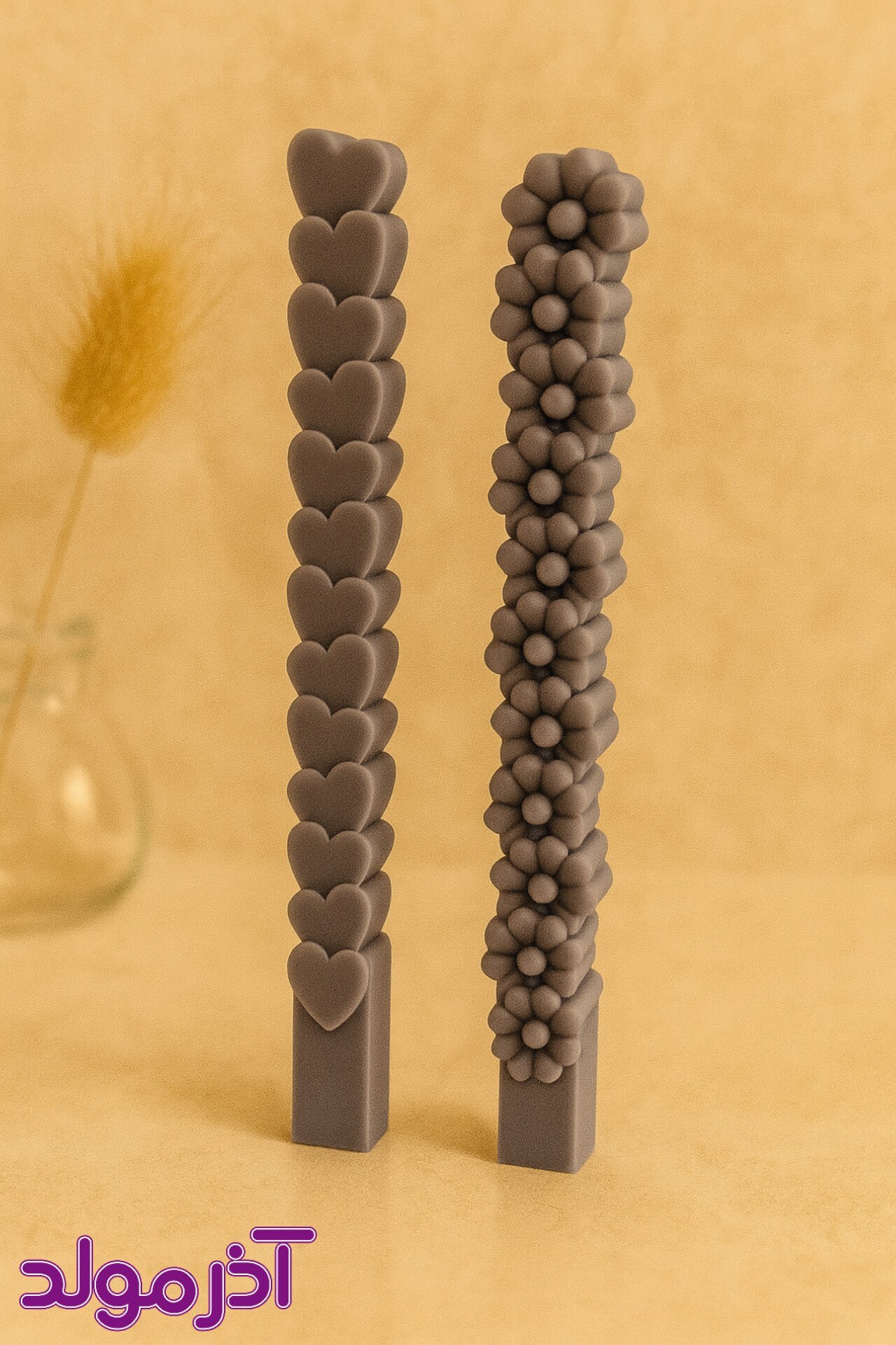 قالب سیلیکونی قلمی گل مارگاریت و قلب