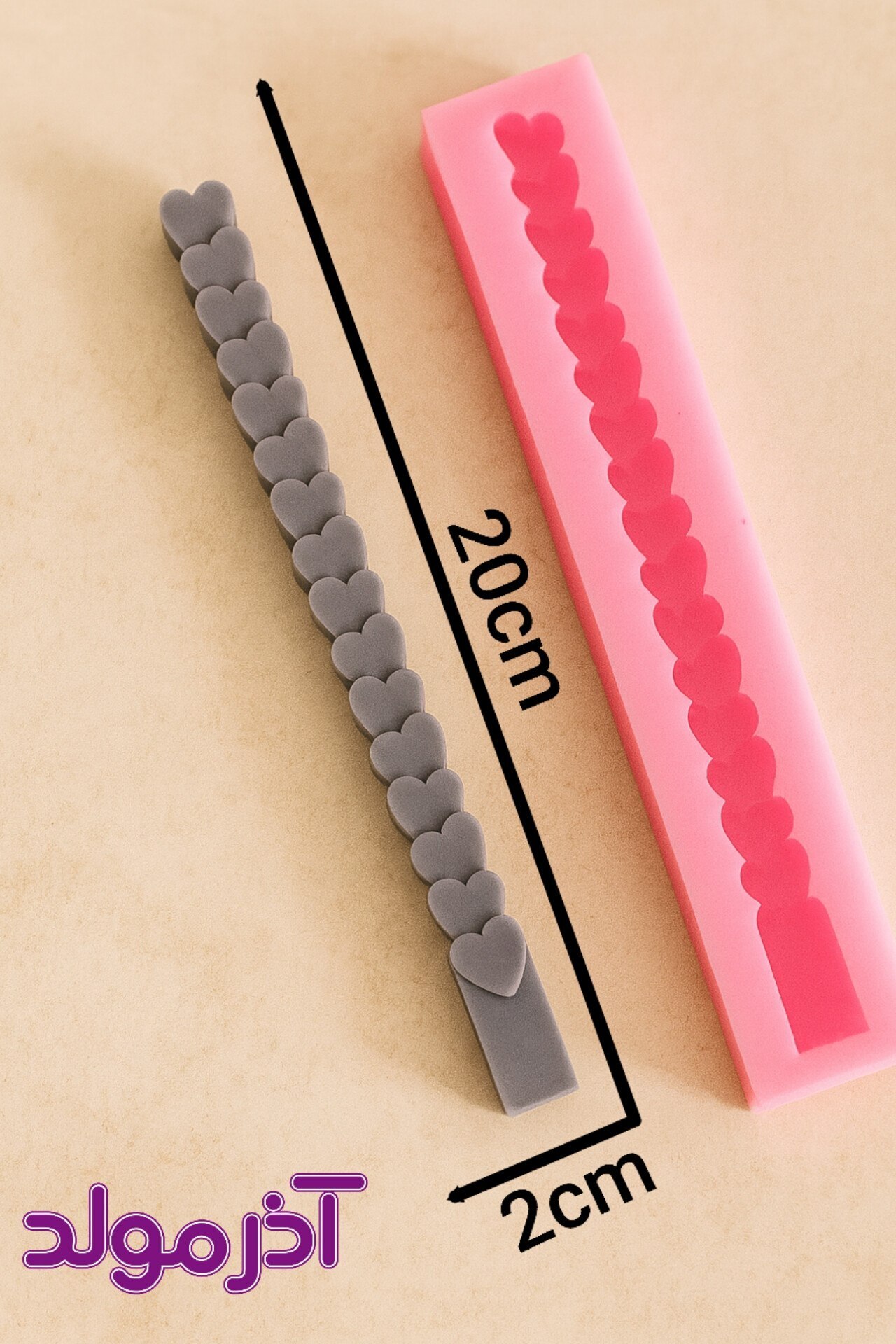 قالب سیلیکونی قلمی گل مارگاریت و قلب