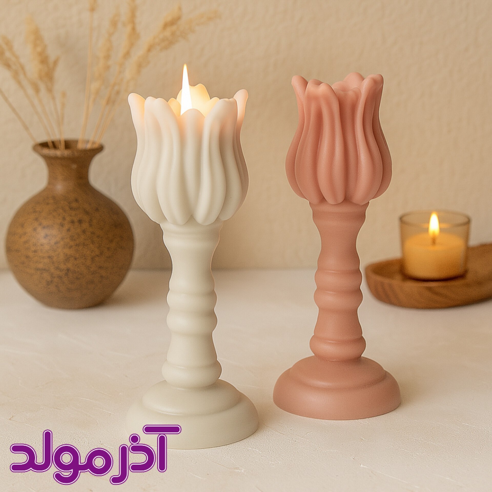  قالب سیلیکونی گل لاله پایه دار 